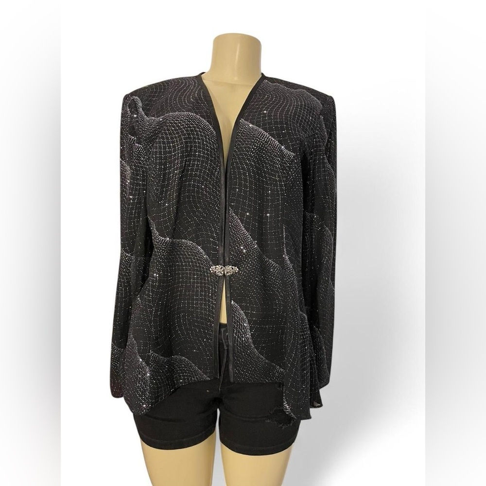R&M Richards Black and Silver Blazer with Tailored Silhouette